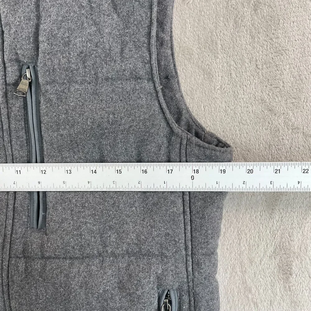 Banana Republic Puffer Vest Men‎ Small Charcoal Grey Wool Blend Zip Snap Button